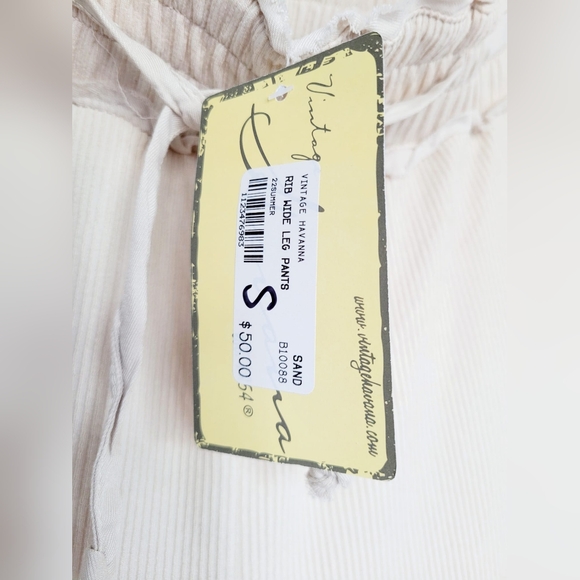 Vintage Havana Women's Rib Rayon Blend Wide Leg Pants Sand/Tan Small NWT - Picture 4 of 16